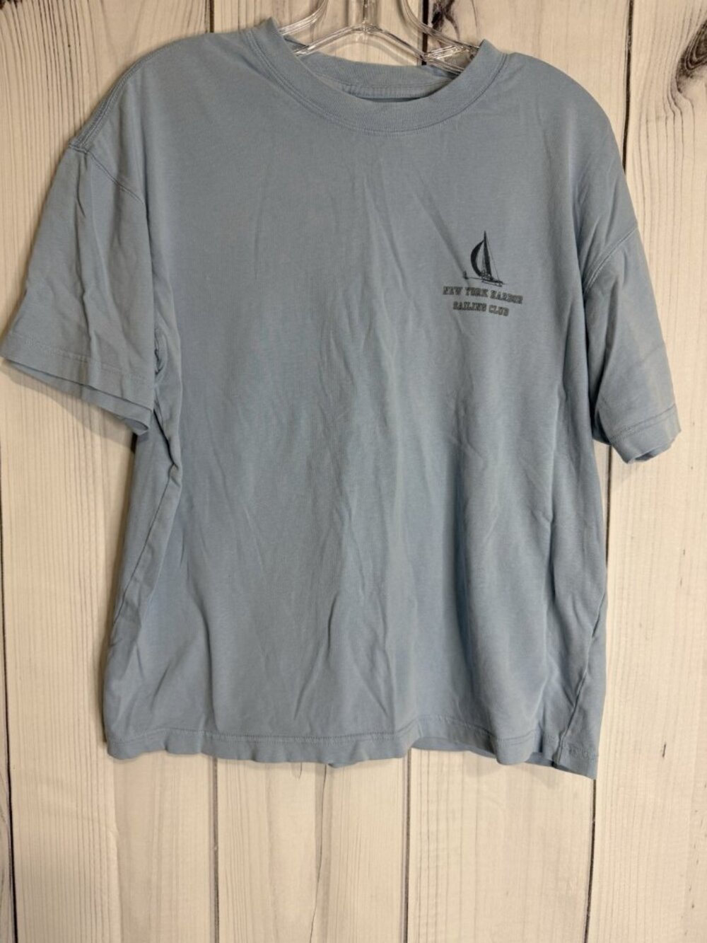 American Eagle Mens Boxy Fit Blue Nautical Sailing Team Graphic Tee Shirt Sz XS